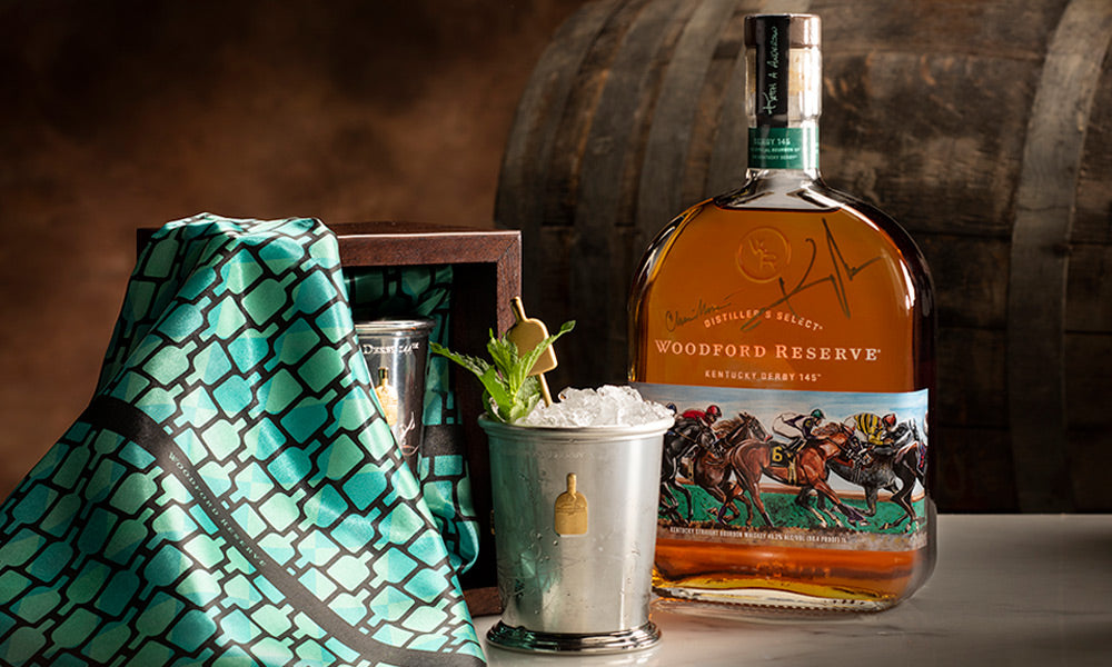 Bourbon Cousins' custom-designed silk used in Woodford Reserve’s Mint Julep Cup sale for Derby 145