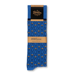 Whiskey Glasses Socks | Sky Blue + Navy