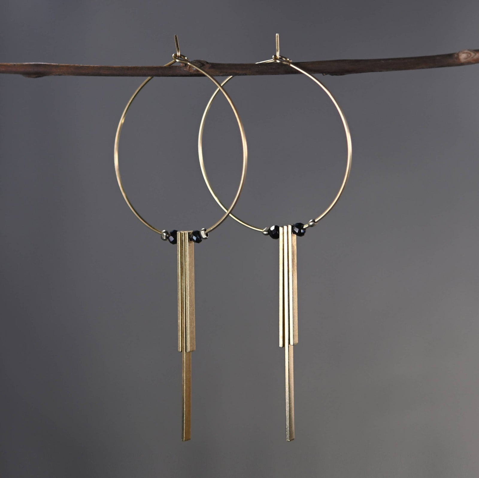 35mm Hoop with 3 Bars & Copper Shiny Beads