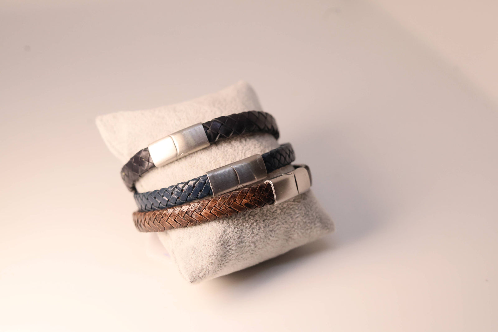 Braided Leather Bracelet with Silver Lock