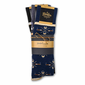 Cigar + Bourbon Bottle 3-Sock Gift Set