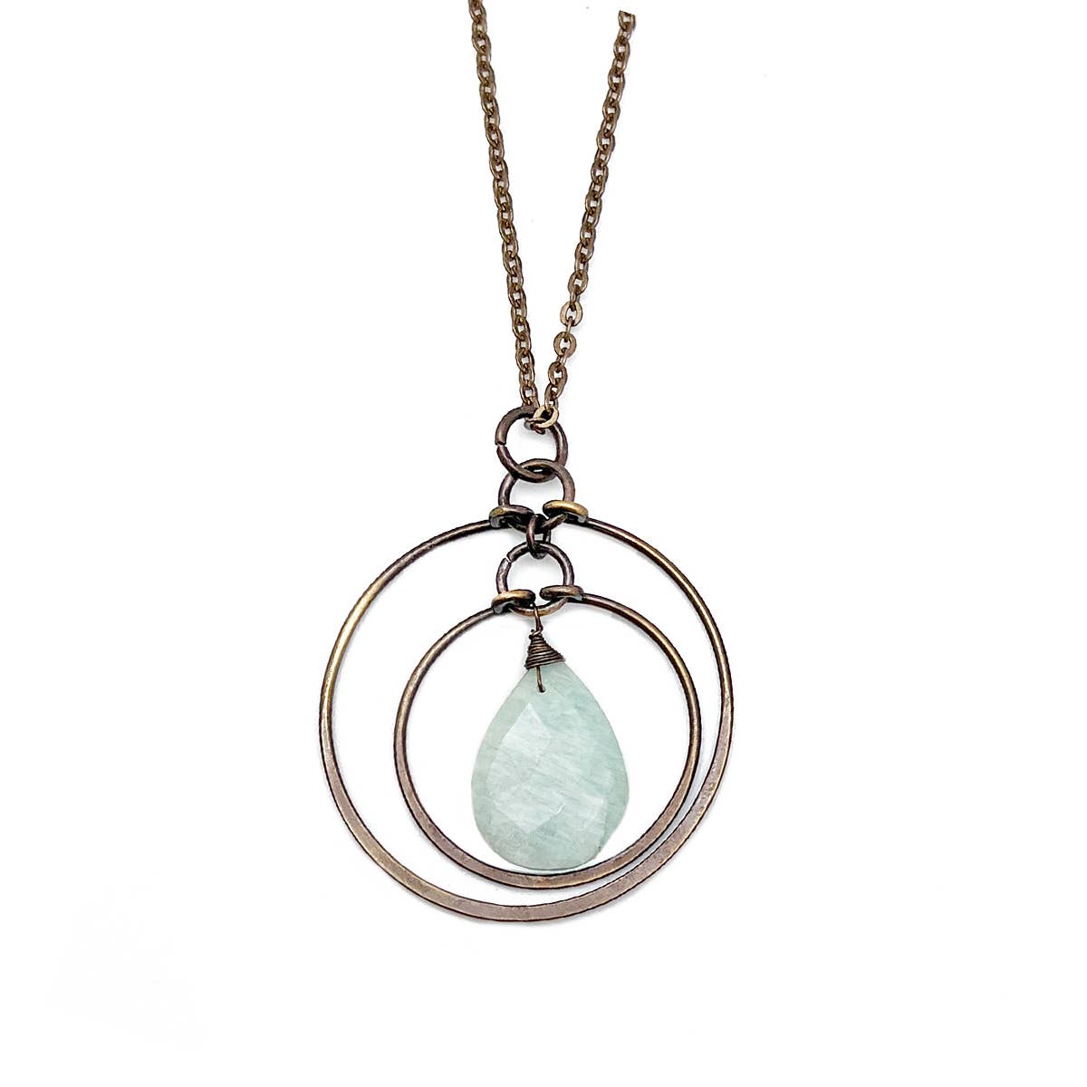 Banjara Necklace - Brass Rings and Amazonite