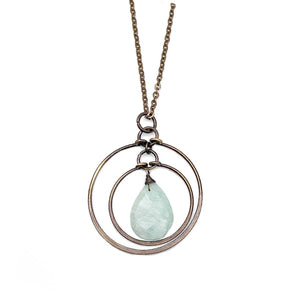 Banjara Necklace - Brass Rings and Amazonite