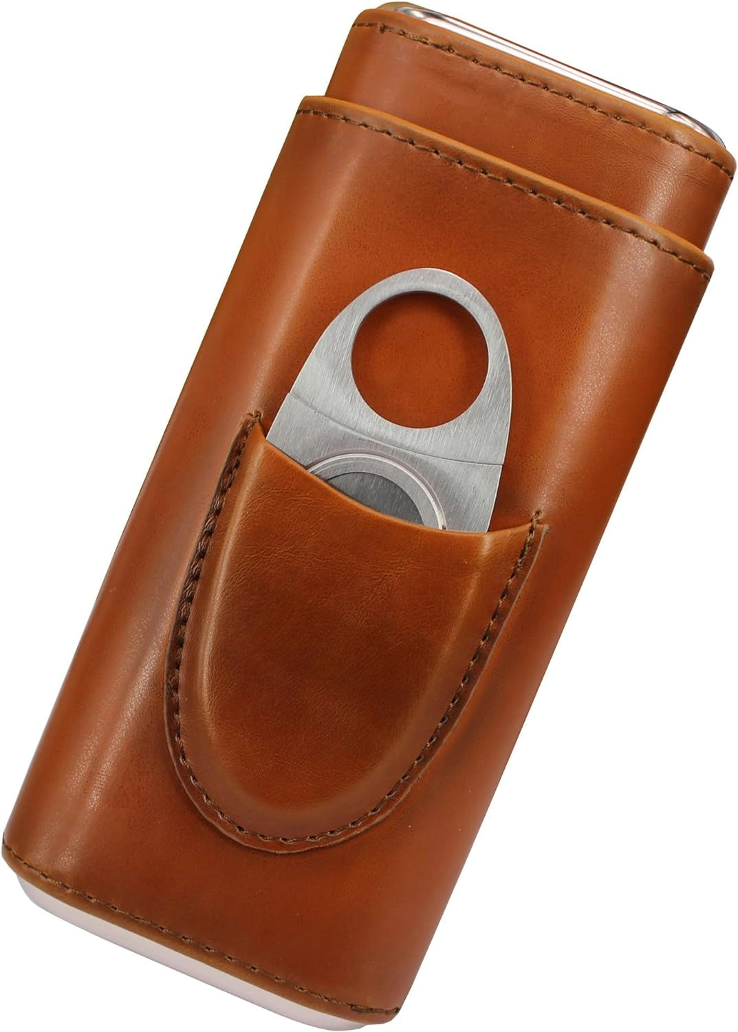 Leather Cigar Case Humidor with Cutter