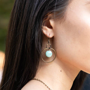Brass Ring & Amazonite Earrings