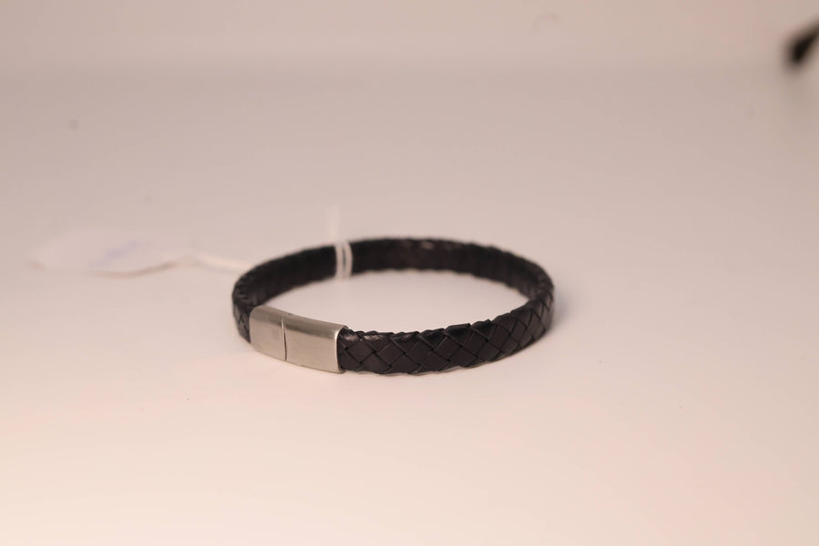Braided Leather Bracelet with Silver Lock