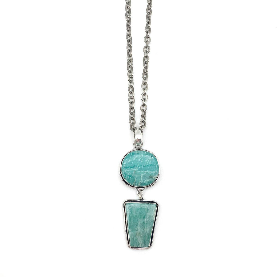 Handcrafted Amazonite Double Stone Pendant Necklace