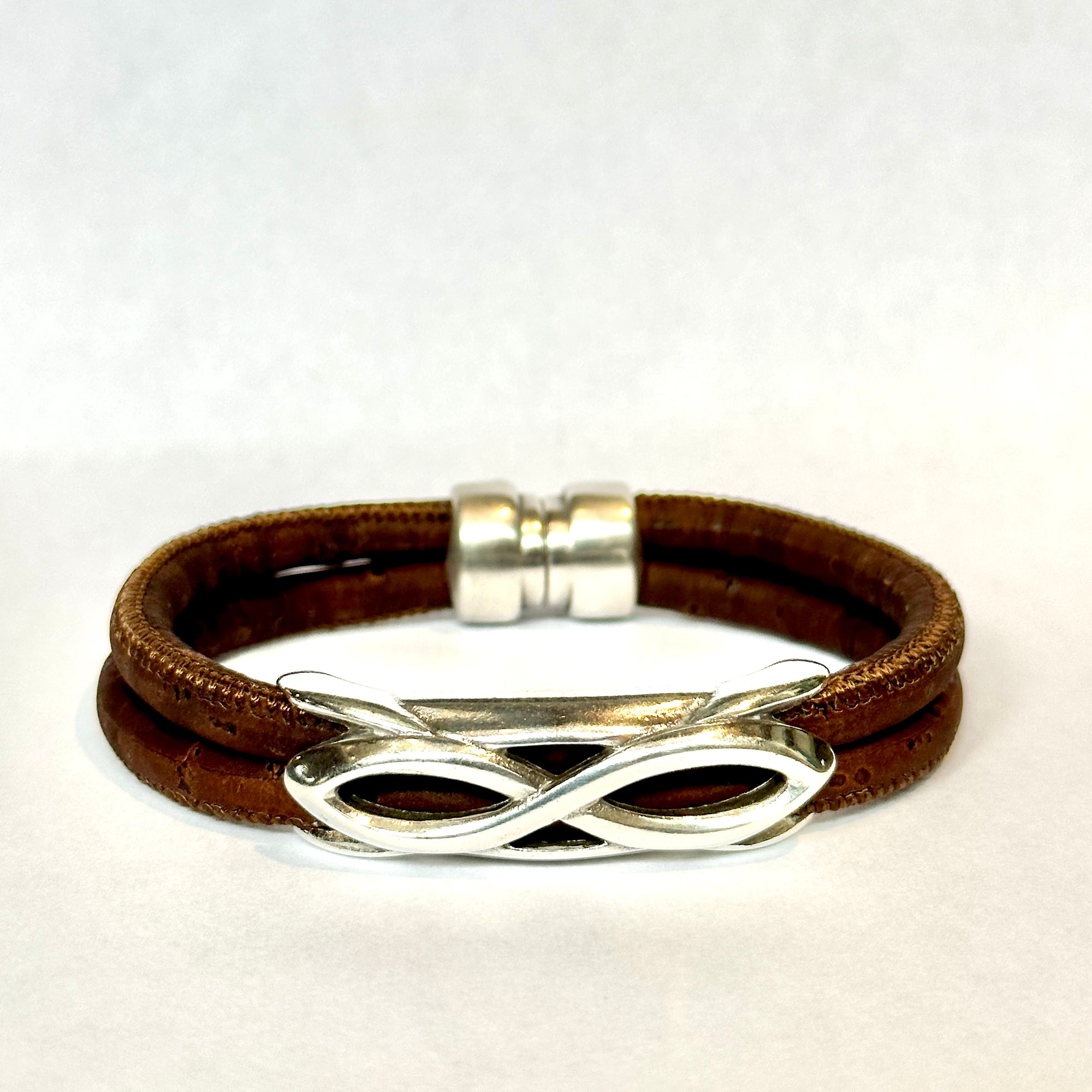 Men's Cork + Silver Infinity Bracelet