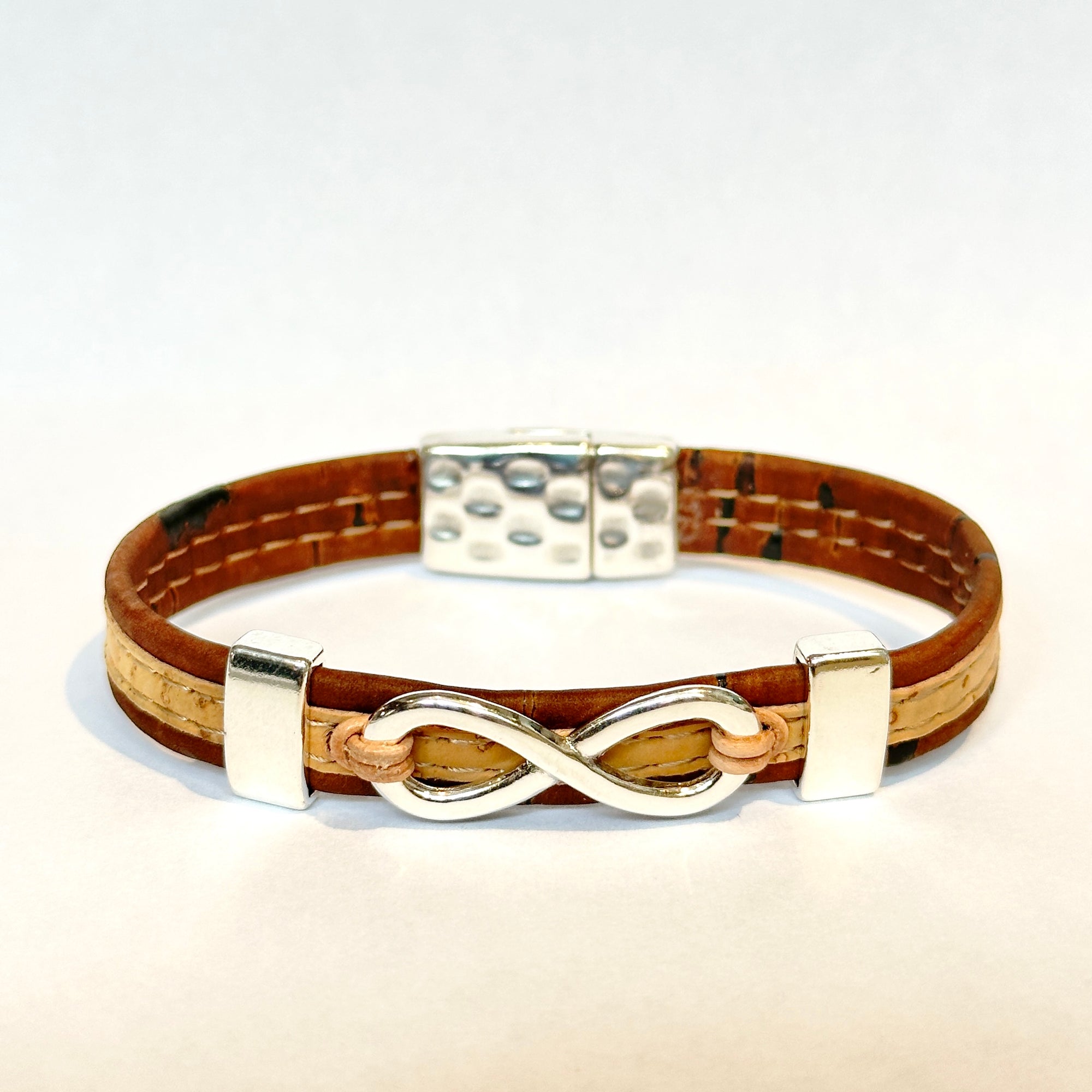 Men's Silver + Cork Infinity Bracelet | 2-toned