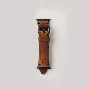 Apple Leather Watch Band | English Tan | Perforated Design