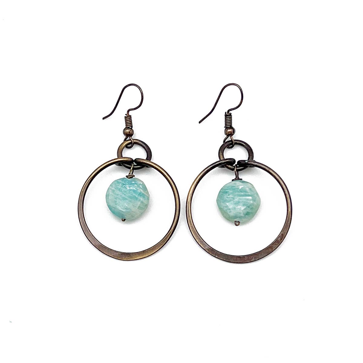 Brass Ring & Amazonite Earrings