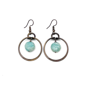 Brass Ring & Amazonite Earrings