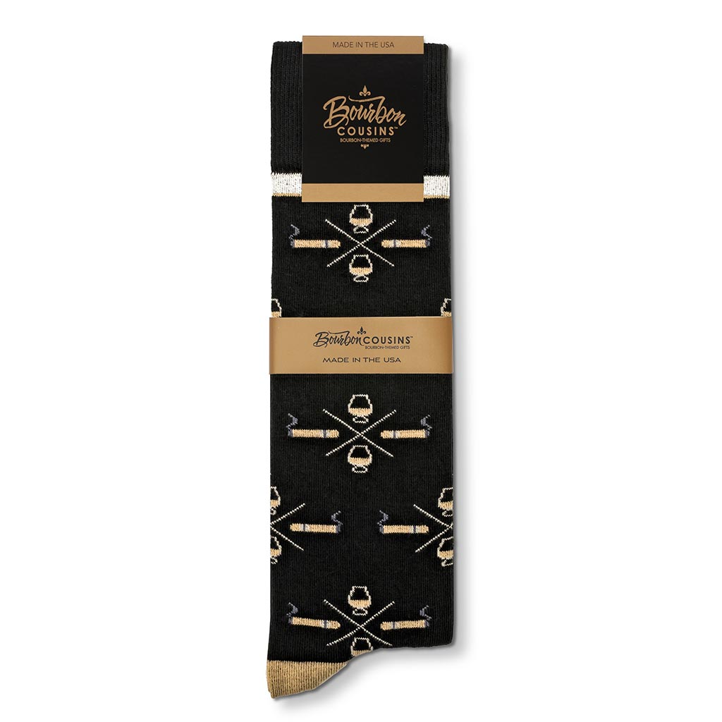 Cigar & Whiskey Glasses Socks | 3-pack | Black + Tan