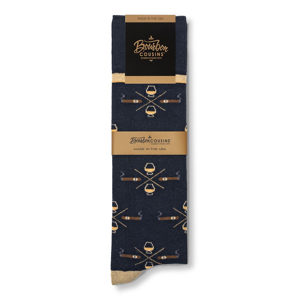 Cigar & Whiskey Glasses Socks | 3-pack | Navy + Tan