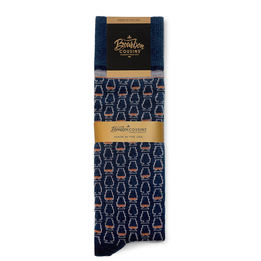 Whiskey Glasses Socks | 3-Pack | Navy + Brown