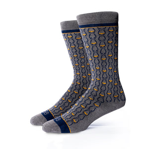 Whiskey Glasses Socks | Gray + Navy