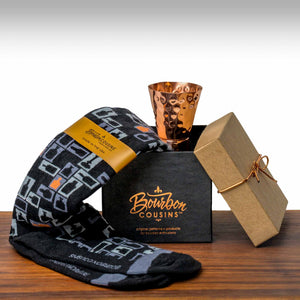 Copper Jigger + Retro Bourbon Sock Gift Set