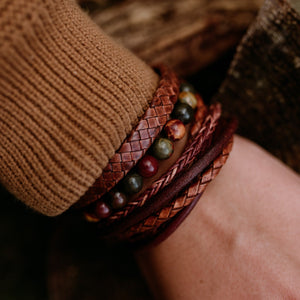 Leather Bracelet Riley - Caramel