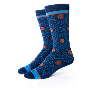 Barrel Pick© Socks | Navy +  Brown + Bright Blue