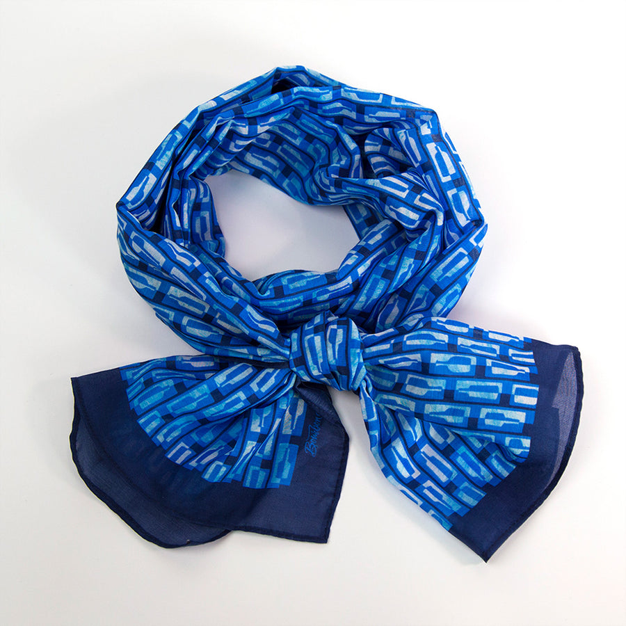 Bourbon Row © Scarf | Navy + Royal Azure Blue + Watercolor Wash made of silk-cotton