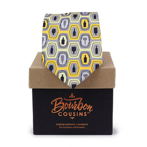 Bourbon Fest© Necktie | Gold + Gray on gift box