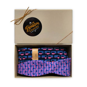 Bourbon Row Bow Tie + Sock Gift Set | Pink + Navy