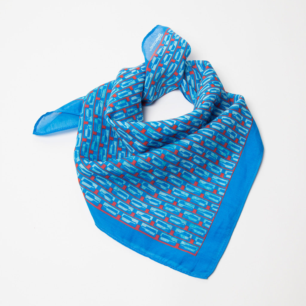 Bourbon Row© Neckerchief | Brilliant Blue + Red made of silk-cotton