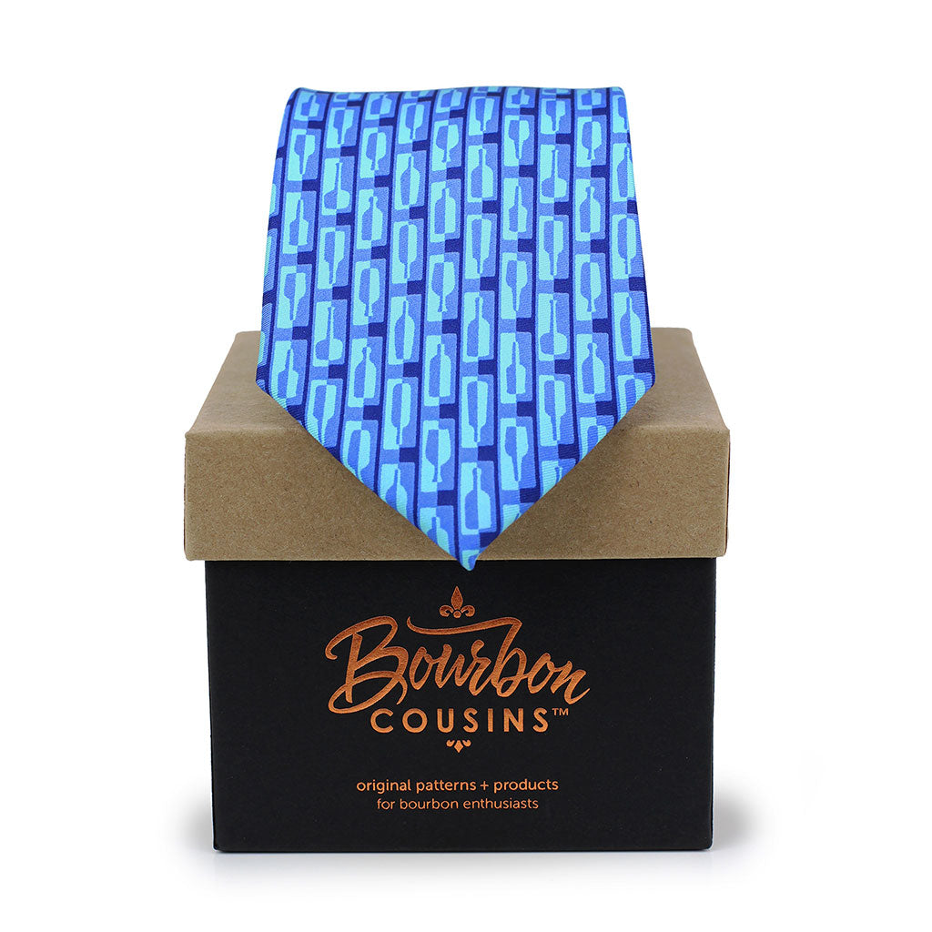 Bourbon Row© Necktie | Navy + Arctic Blue on gift box