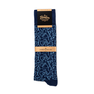 Bourbon Row Tie + Sock Gift Set | Navy + Arctic Blue