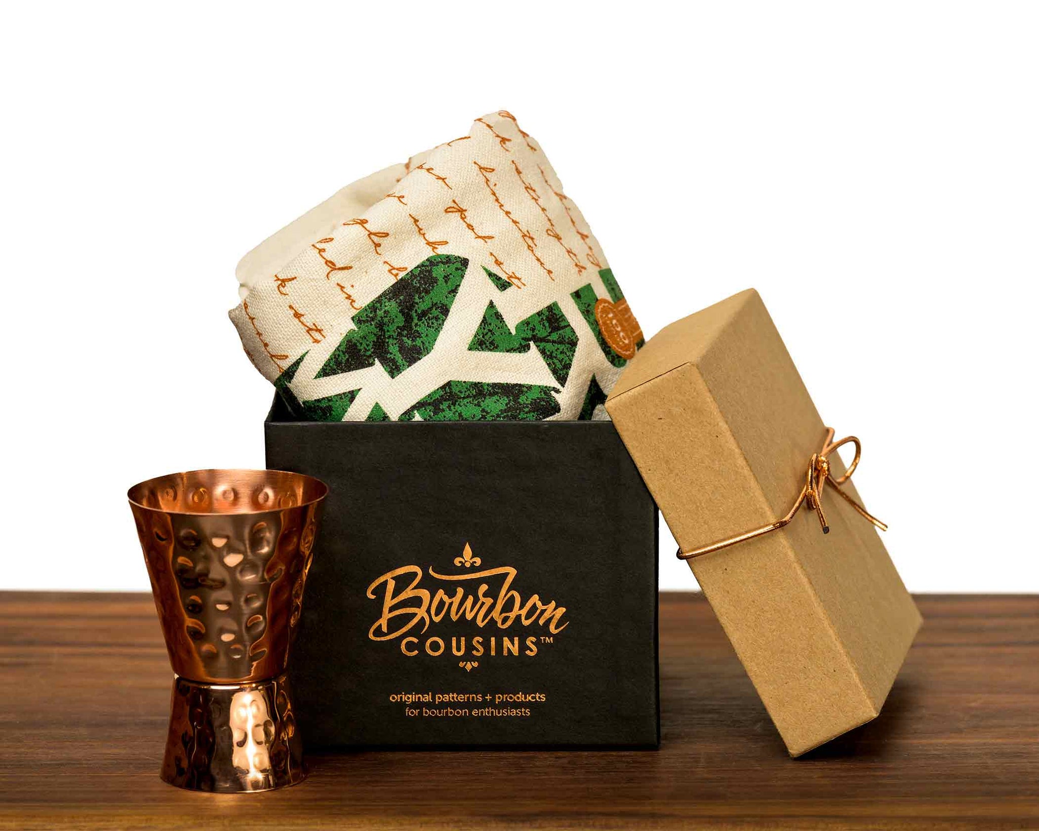 Rye Whiskey Lovers Bar Towel + Copper Jigger Gift Set - Bourbon