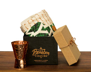 Rye Whiskey Lovers Bar Towel + Copper Jigger Gift Set