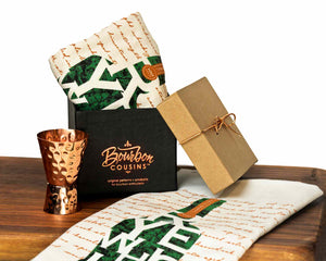 Rye Whiskey Lovers Bar Towel + Copper Jigger Gift Set