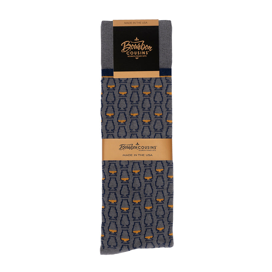 Whiskey Glasses Socks | Gray + Navy