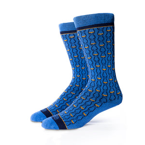 Whiskey Glasses Socks | Sky Blue + Navy