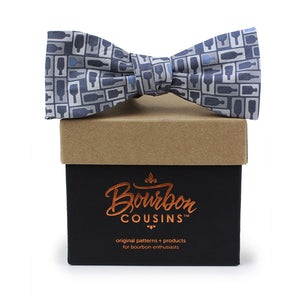 Retro Bourbon© Bow Tie | Navy + Gray on gift box