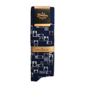 Retro Bourbon  Bow Tie + Sock Gift Set | Navy + Gray