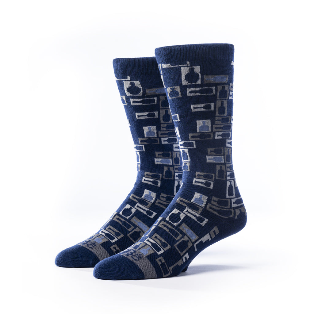 Retro Bourbon© Socks | Navy + Gray