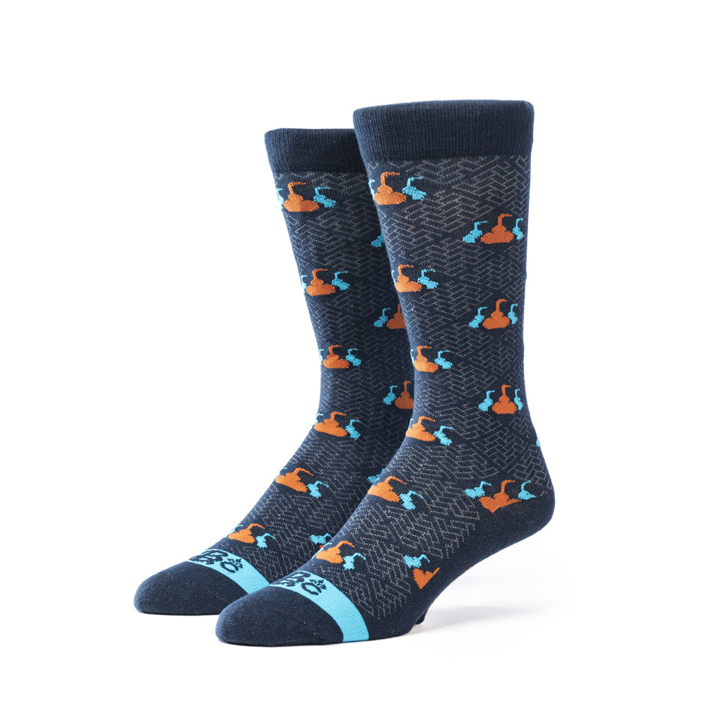Triple Pot Stills Socks |  Navy + Aquamarine + Copper