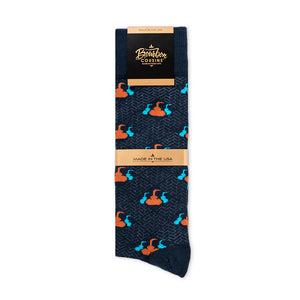 Triple Pot Stills Socks |  Navy + Aquamarine + Copper